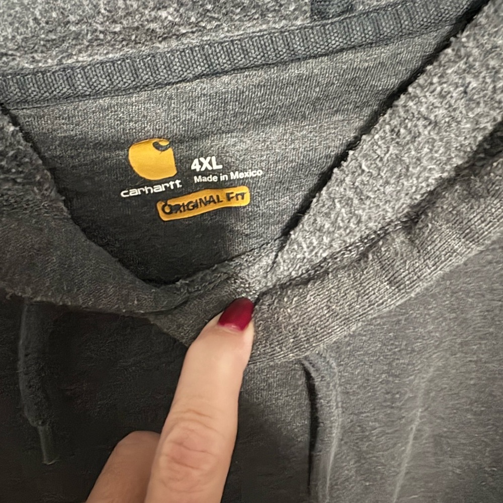 Carhartt Charcoal Hoodie with Logo Sleeve - Picture 2 of 3